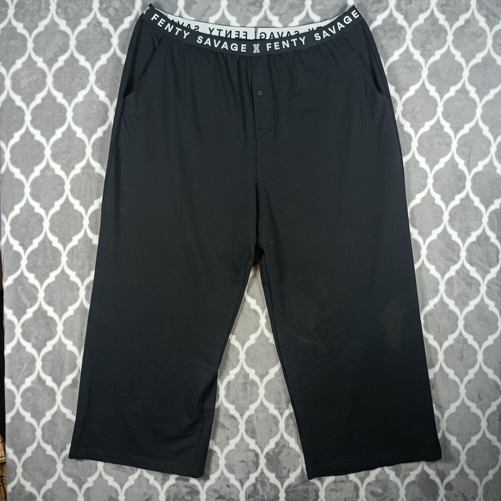Savage X Fenty Lounge Pants Mens 3XL Black‎ Logo Waistband Sleep Pajama 42x27